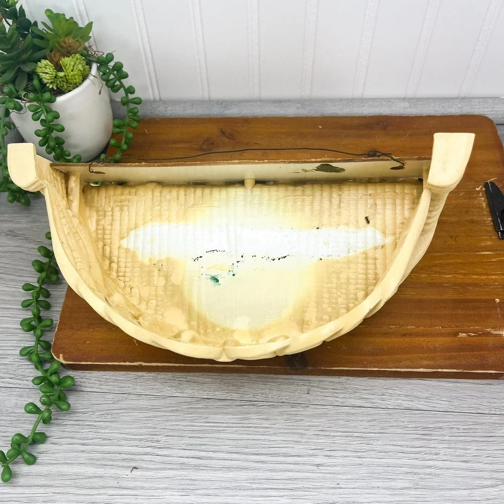 Boho Beige Burwood Plant Shelf:‎ Mid-Century Faux Wicker Decor